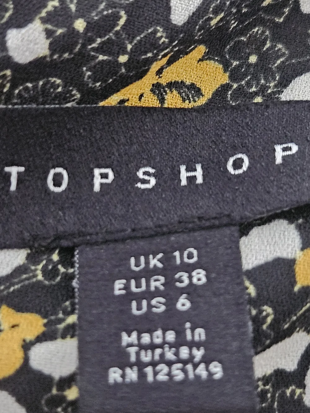 Topshop Floral Wrap Dress Yellow Black Short Ruffle Flutter Sleeve Size US 6 - Picture 12 of 16